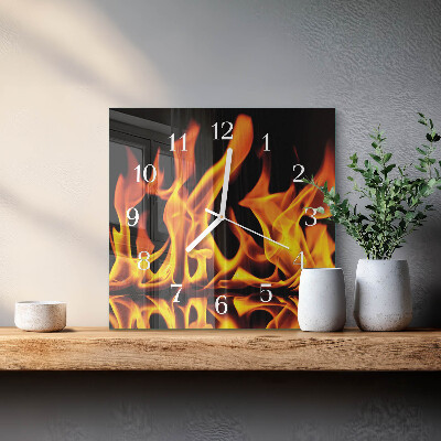 Wanduhr quadratisch Feuer