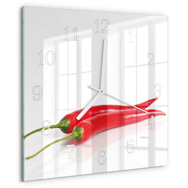 Wanduhr quadratisch Chilischoten