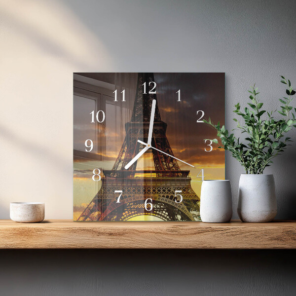 Wanduhr quadratisch Eiffelturm Paris