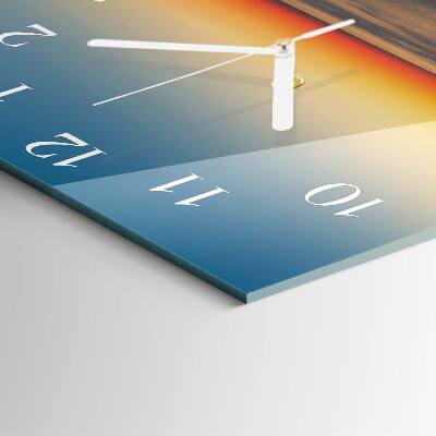 Wanduhr quadratisch Leuchtturm Meer