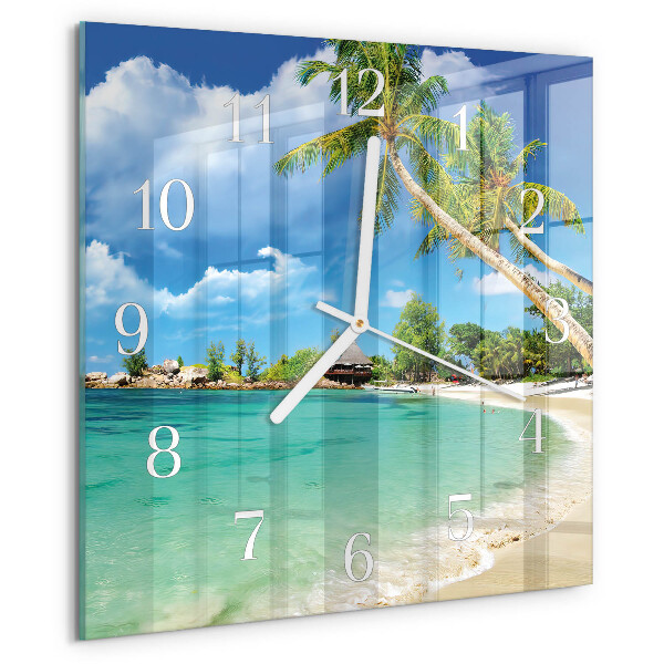 Wanduhr quadratisch Strandpalmen