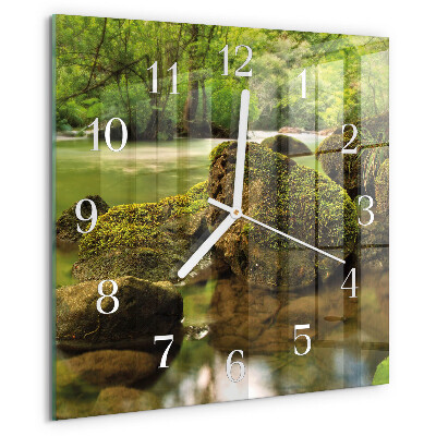 Wanduhr quadratisch Landschaft Fluss