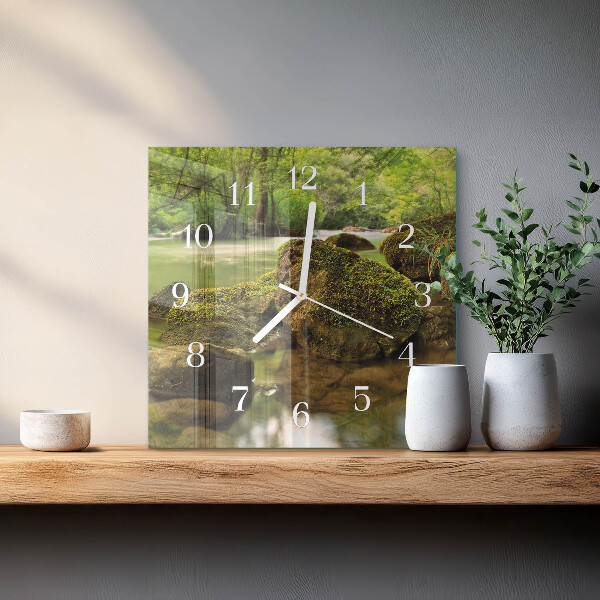 Wanduhr quadratisch Landschaft Fluss