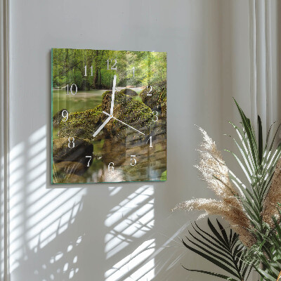 Wanduhr quadratisch Landschaft Fluss