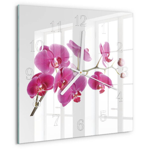 Wanduhr quadratisch Orchidee