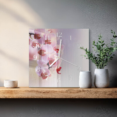 Wanduhr quadratisch Orchidee