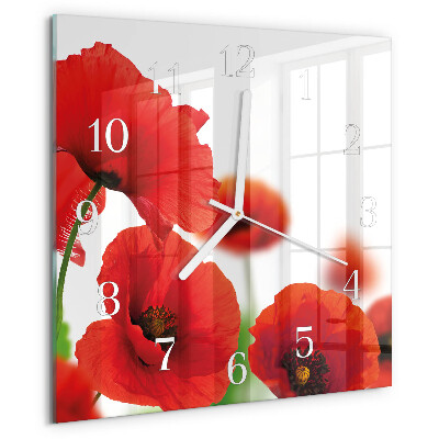 Wanduhr quadratisch Mohnblumen