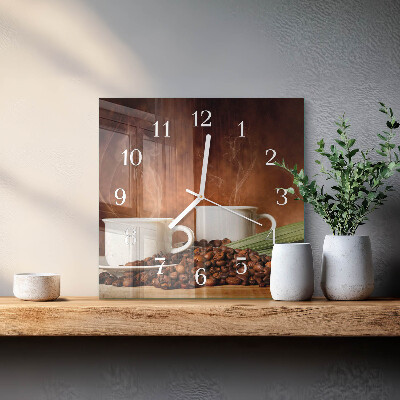 Wanduhr quadratisch Kaffeetassen