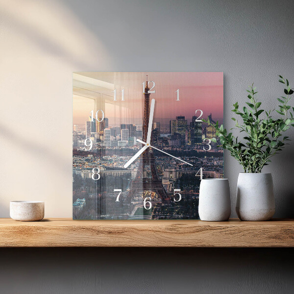 Wanduhr quadratisch Eiffelturm Paris