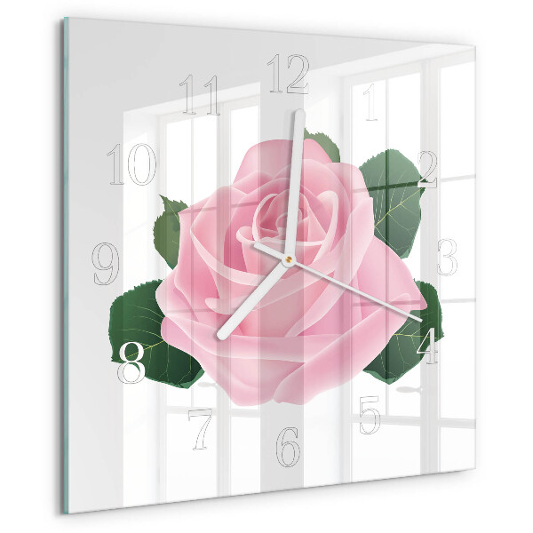 Wanduhr quadratisch Rose