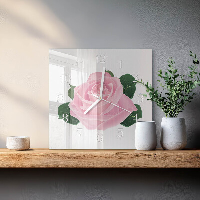Wanduhr quadratisch Rose