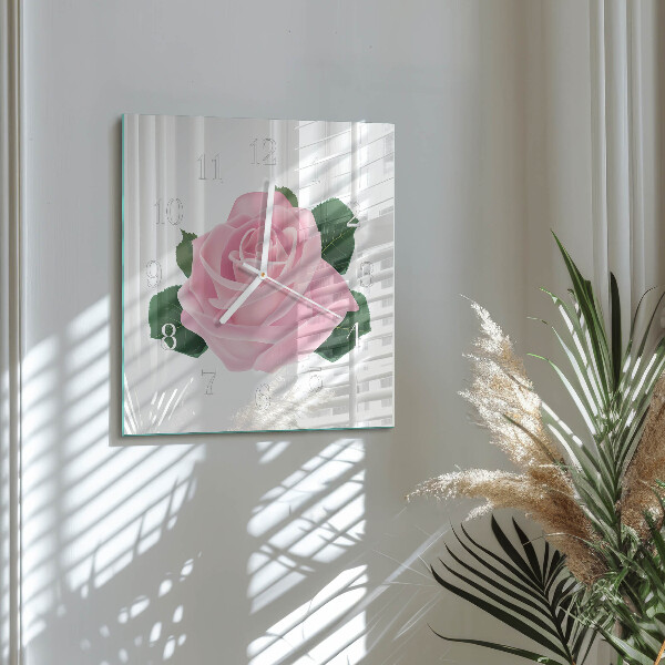 Wanduhr quadratisch Rose