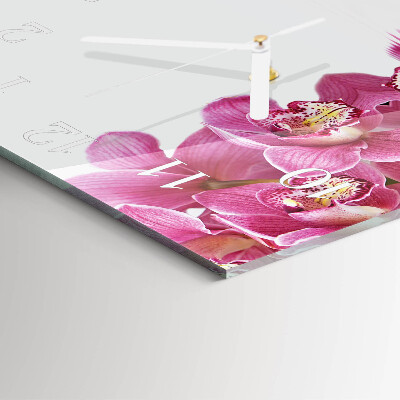 Wanduhr quadratisch Orchidee