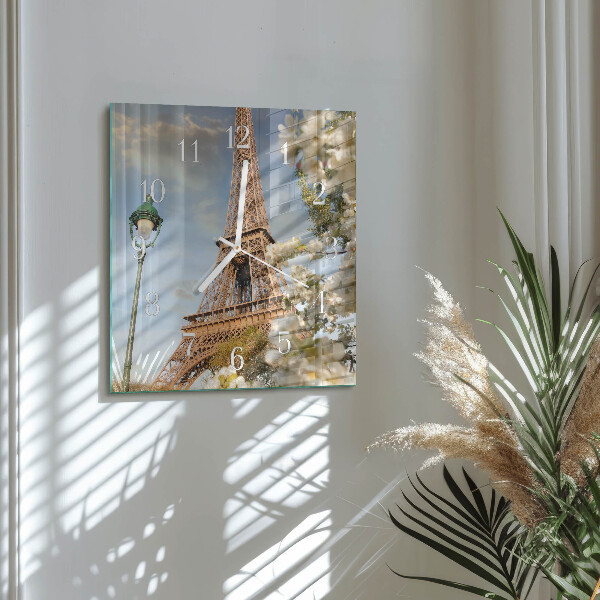 Wanduhr quadratisch Eiffelturm Paris