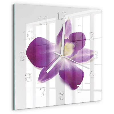Wanduhr quadratisch Orchideenblüte