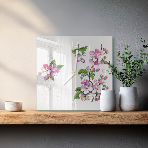 Wanduhr quadratisch Blumen