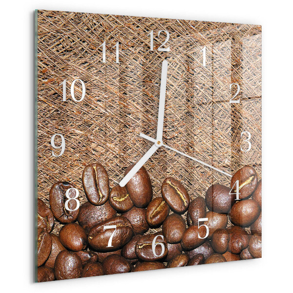 Wanduhr quadratisch Kaffeebohnen