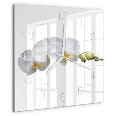Wanduhr quadratisch Orchidee