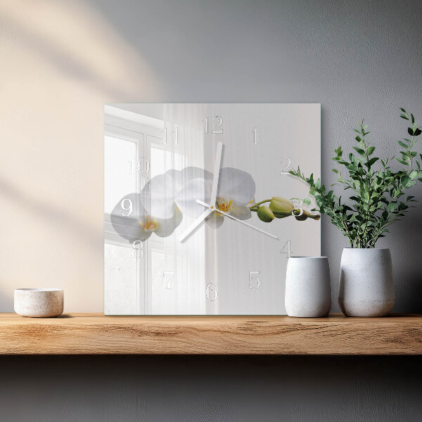 Wanduhr quadratisch Orchidee