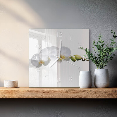 Wanduhr quadratisch Orchidee