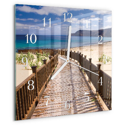 Wanduhr quadratisch Strand Meer