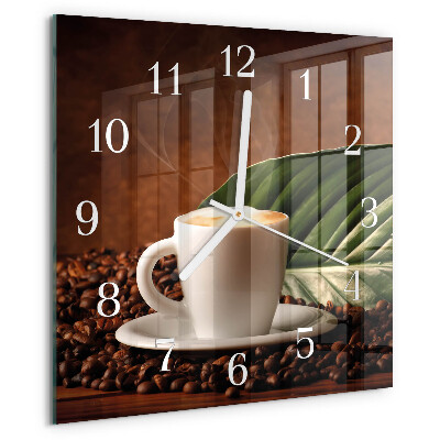 Wanduhr quadratisch Tasse Kaffee