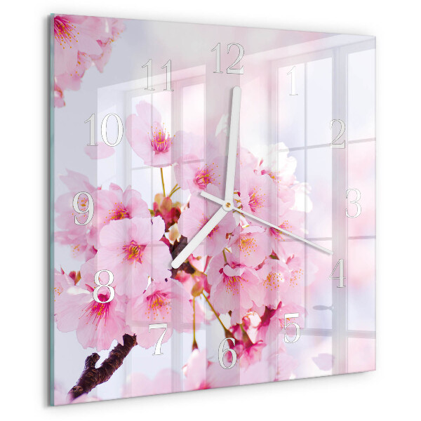 Wanduhr quadratisch Blumen