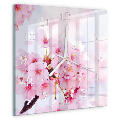 Wanduhr quadratisch Blumen