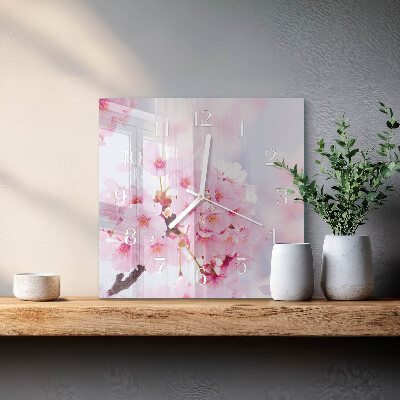 Wanduhr quadratisch Blumen