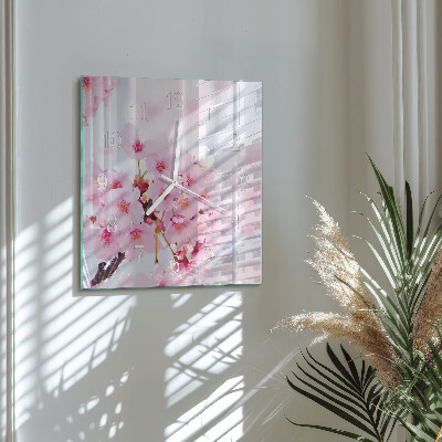 Wanduhr quadratisch Blumen