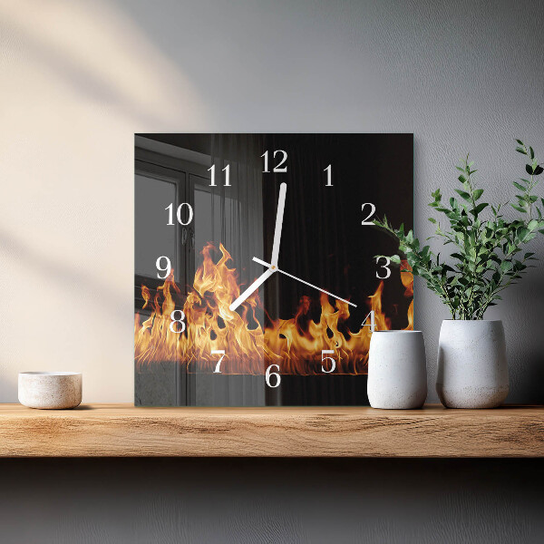 Wanduhr quadratisch Feuer