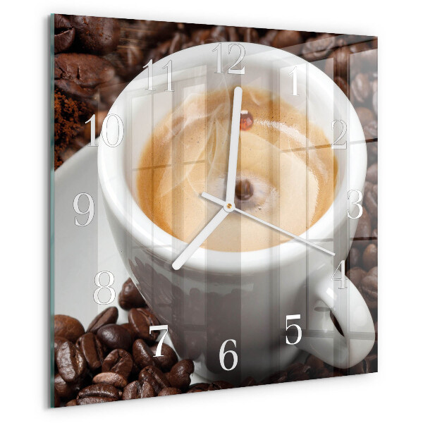 Wanduhr quadratisch Tasse Kaffee