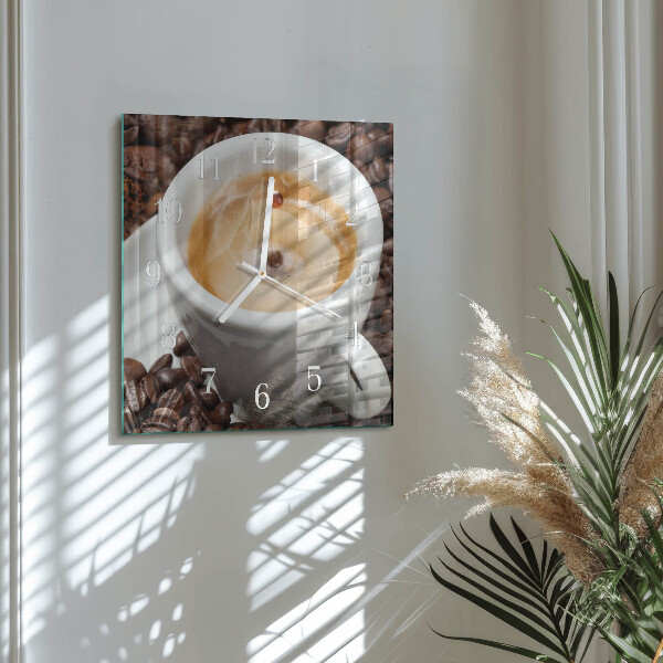 Wanduhr quadratisch Tasse Kaffee