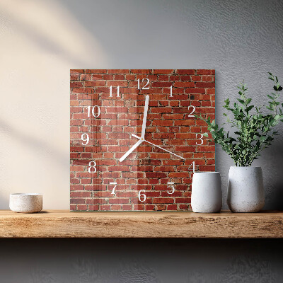Wanduhr quadratisch Ziegelmauer