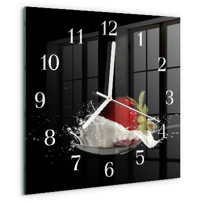 Wanduhr quadratisch Erdbeere