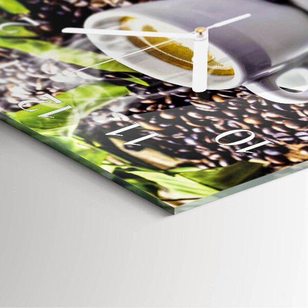 Wanduhr quadratisch Tasse Kaffee
