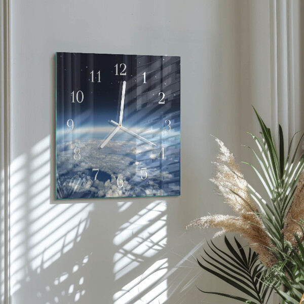 Wanduhr quadratisch Das Universum der Erde