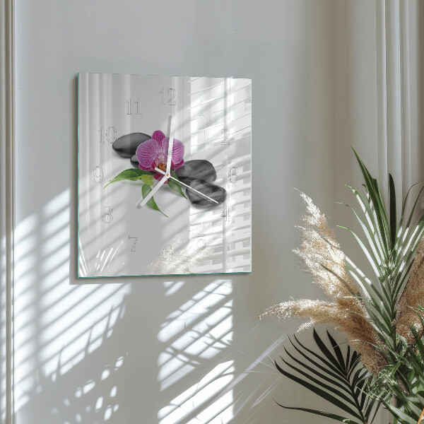 Wanduhr quadratisch Orchidee