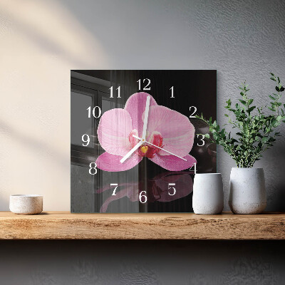 Wanduhr quadratisch Orchidee