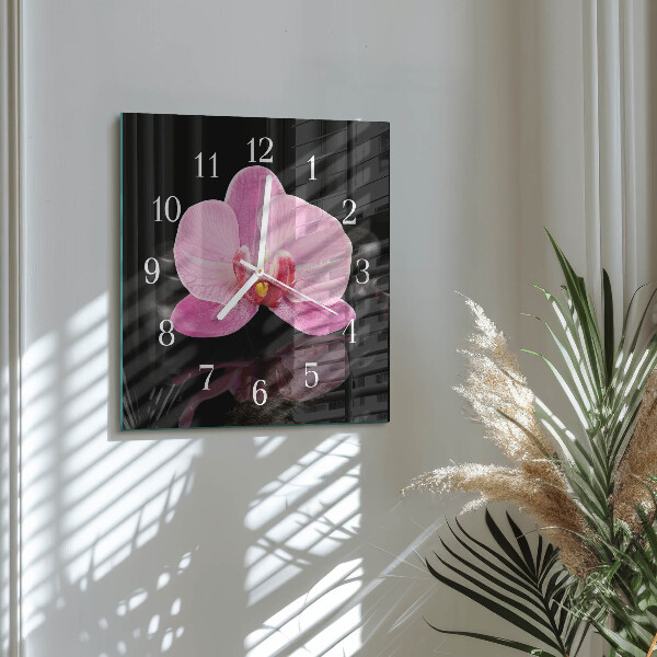 Wanduhr quadratisch Orchidee