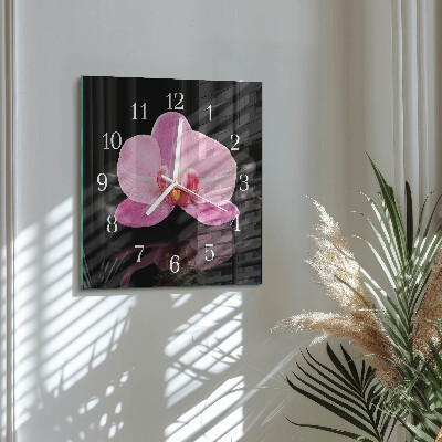 Wanduhr quadratisch Orchidee