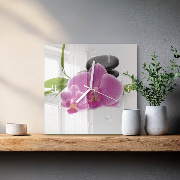 Wanduhr quadratisch Orchidee