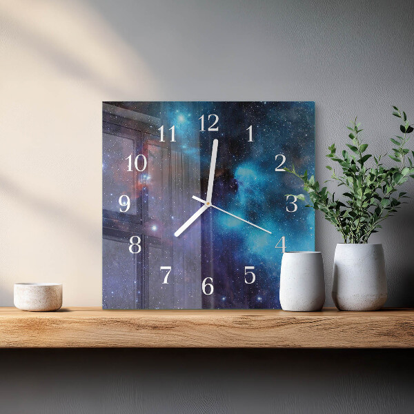 Wanduhr quadratisch Sternenhimmel