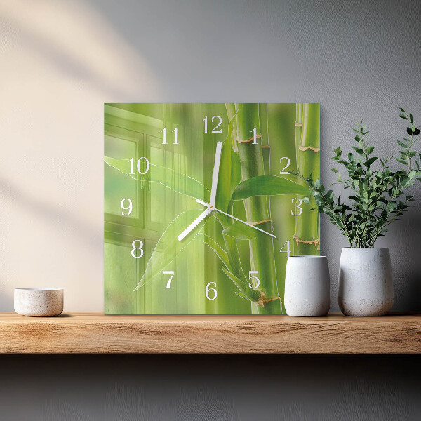 Wanduhr quadratisch Bambuspflanze
