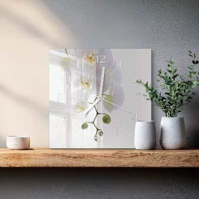 Wanduhr quadratisch Orchidee
