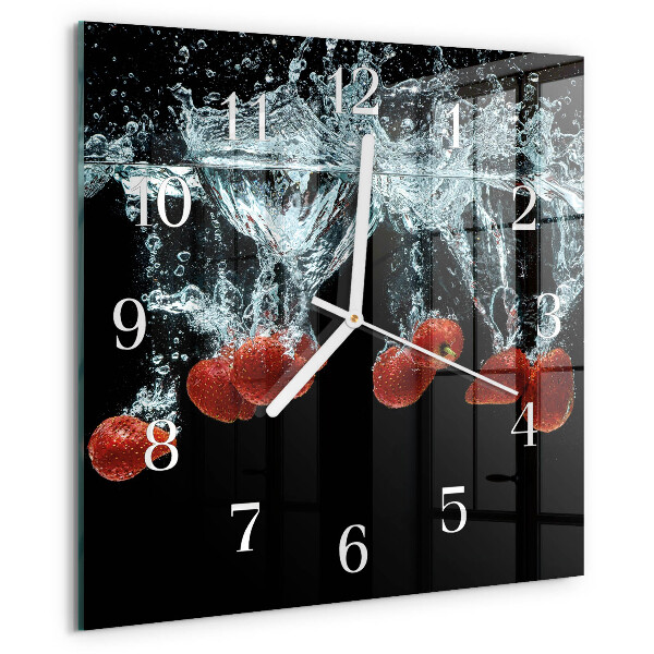 Wanduhr quadratisch Erdbeeren