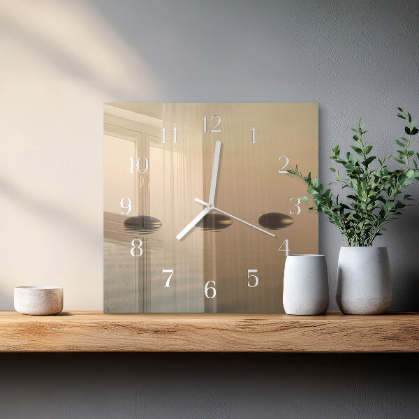 Wanduhr quadratisch Steine Wasser