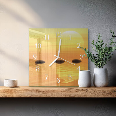 Wanduhr quadratisch Wasser Sonne