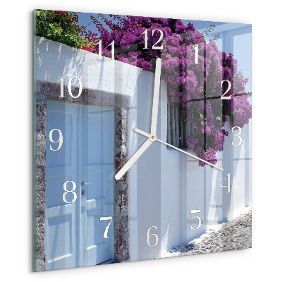 Wanduhr quadratisch Blumen für Zuhause