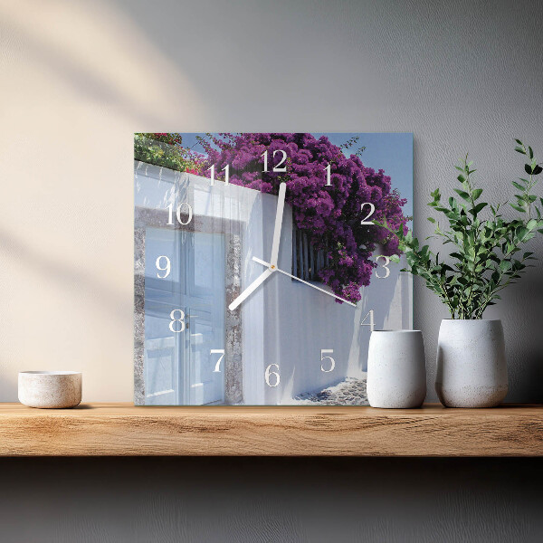 Wanduhr quadratisch Blumen für Zuhause